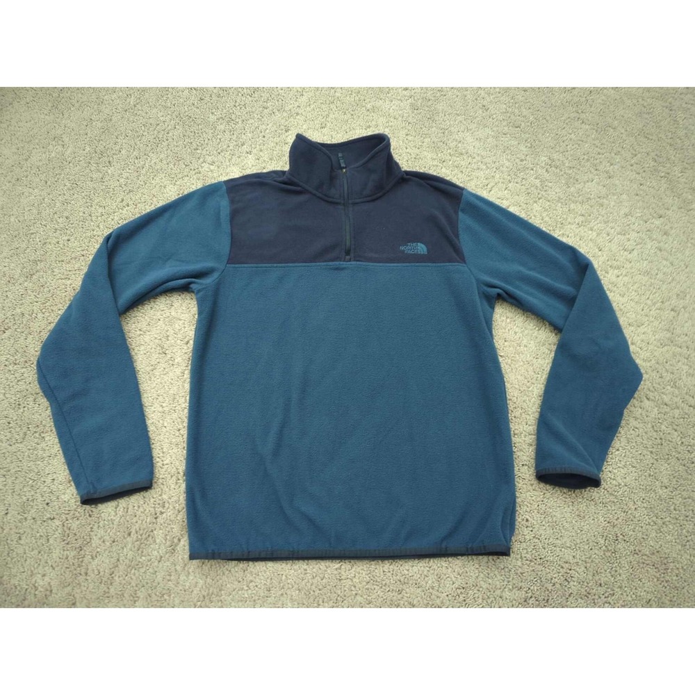 The North Face Pullover Mens M Blue 1/4 Zip Logo Fleece Glacier Outdoor